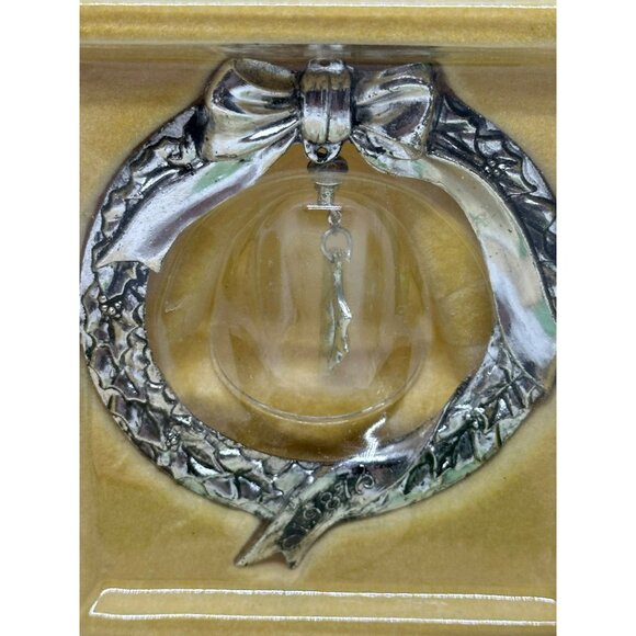 VTG 80s Hallmark Holiday Heirloom Crystal Bell Silver Wreath Christmas Ornament - Picture 10 of 10